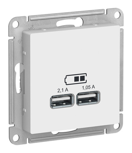 Розетка 2xUSB Schneider Electric ATLASDESIGN, белый