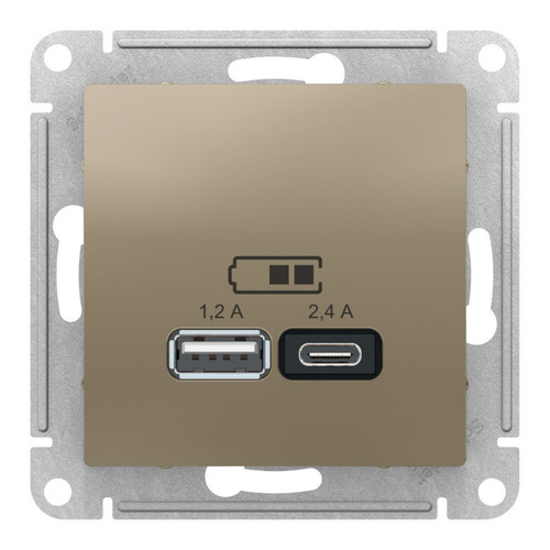 Розетка 2xUSB Systeme Electric ATLASDESIGN, шампань