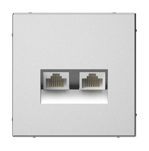 Systeme Electric ArtGallery Сталь Розетка двойная компьютерная RJ45+RJ45, кат. 5е, механизм