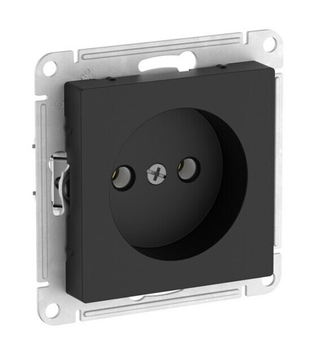 Розетка Systeme Electric ATLASDESIGN, скрытый монтаж, без заземления, без шторок,быстрозажимные клеммы, карбон