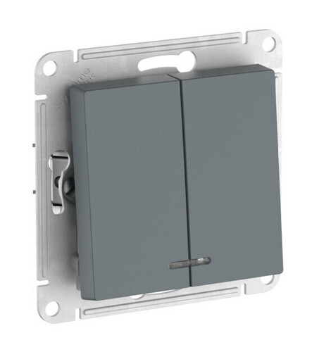 Systeme Electric AtlasDesign Грифель Выключатель 2-клавишный с подсвет.,сх.5а, 10АХ, мех., быстрозажим. клем.