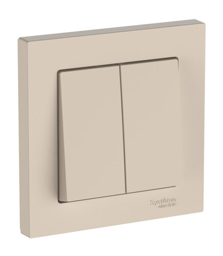 Systeme Electric AtlasDesign Песочный Выключатель 2-клавишный, сх.5, 10АХ, в сборе, быстрозажим. клем.
