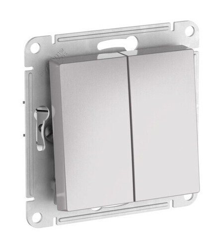 Systeme Electric AtlasDesign Aqua Алюминий Переключатель 2-клавишный IP44, сх.6, 10АХ,мех., быстрозажим. клем.