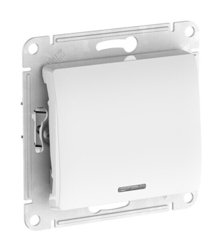 Systeme Electric Glossa Белый Выключатель 1-клавишный с подсветкой, сх.1а, 10АХ, мех., быстрозажим. клем.
