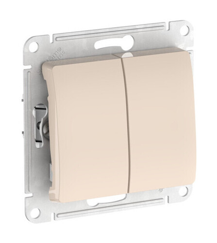 Systeme Electric Glossa Бежевый Переключатель 2-клавишный, сх.6/2, 10АХ, мех., быстрозажим. клем.