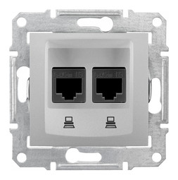 Розетка двойная компьютерная RJ45 Cat.5 SEDNA, алюминий