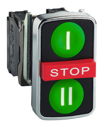 Кнопка тройная Harmony 22 мм, IP66, Зеленый