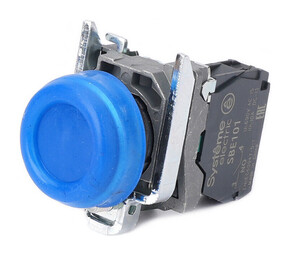 Кнопка SB4 в сборе модульная 22мм выступающая синяя с возвратом металл 1НО