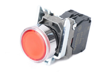 Кнопка SB4 с подсвет в сборе модуль 22мм красная металл 230-240ВAC 1НЗ