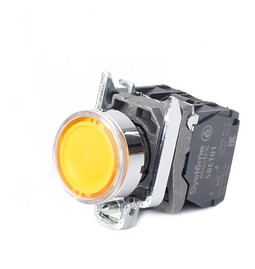 Кнопка SB4 с подсвет в сборе модуль 22мм желтая металл 230-240ВAC 1НО+1НЗ