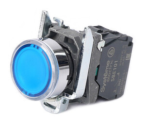 Кнопка SB4 с подсветкой в сборе модульная 22мм синяя металл 24ВDC 1НО